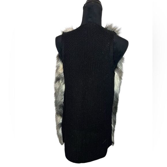 ALMOST FAMOUS FAUX FUR KNIT VEST BLACK/WHITE WOMENS SIZE MEDIUM - Picture 8 of 9